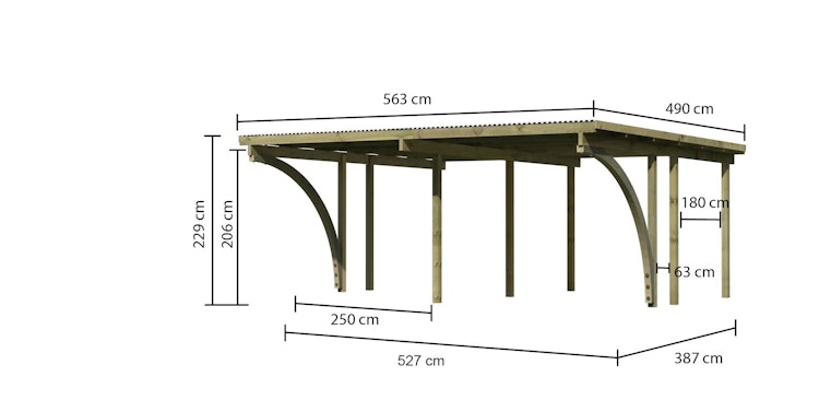 Karibu Carport Doppelcarport Eco 1/2 - kesseldruckimprägniert