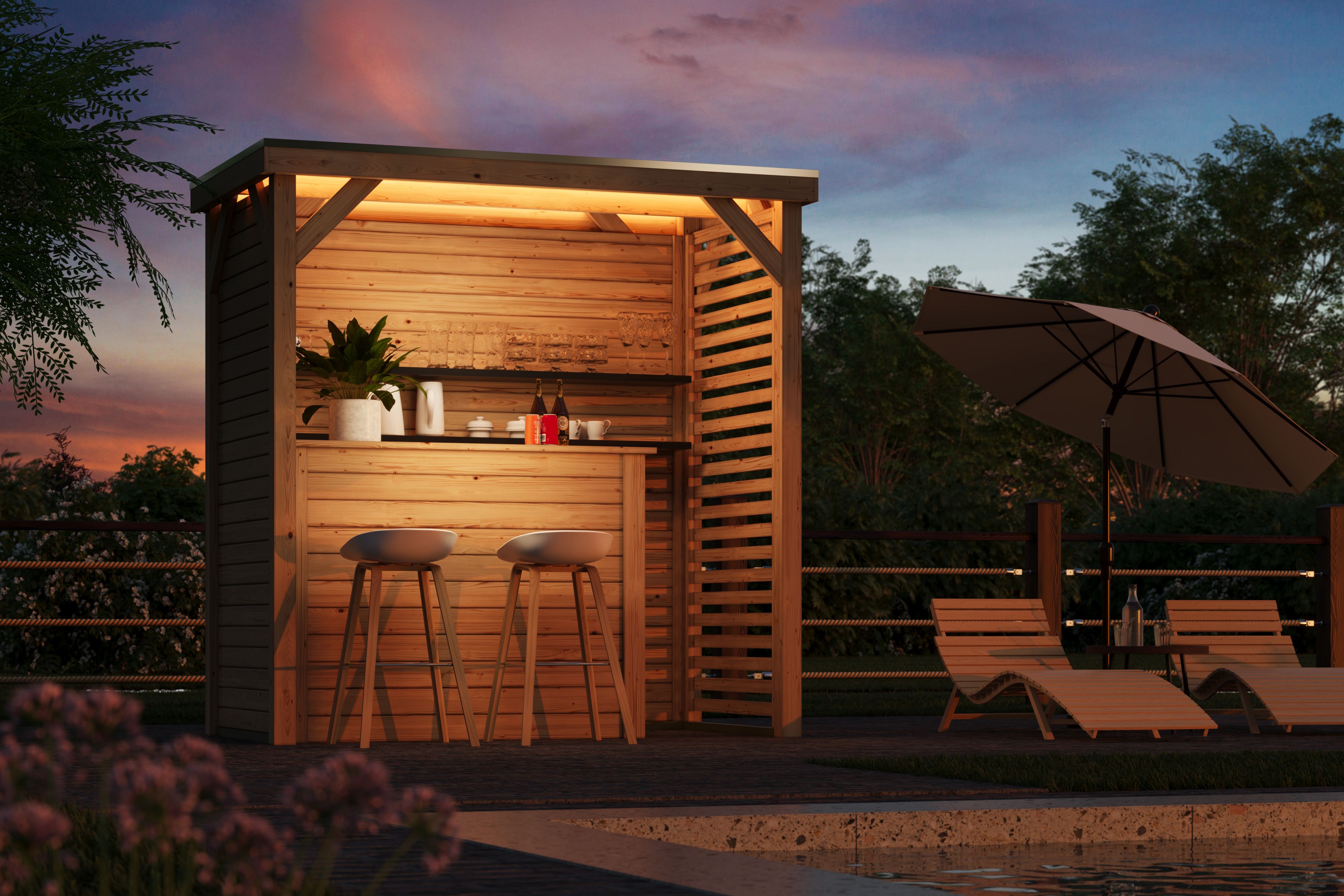 Karibu WM Pavillon inkl. Holzbar (231 x 124,5 cm - Größe S)