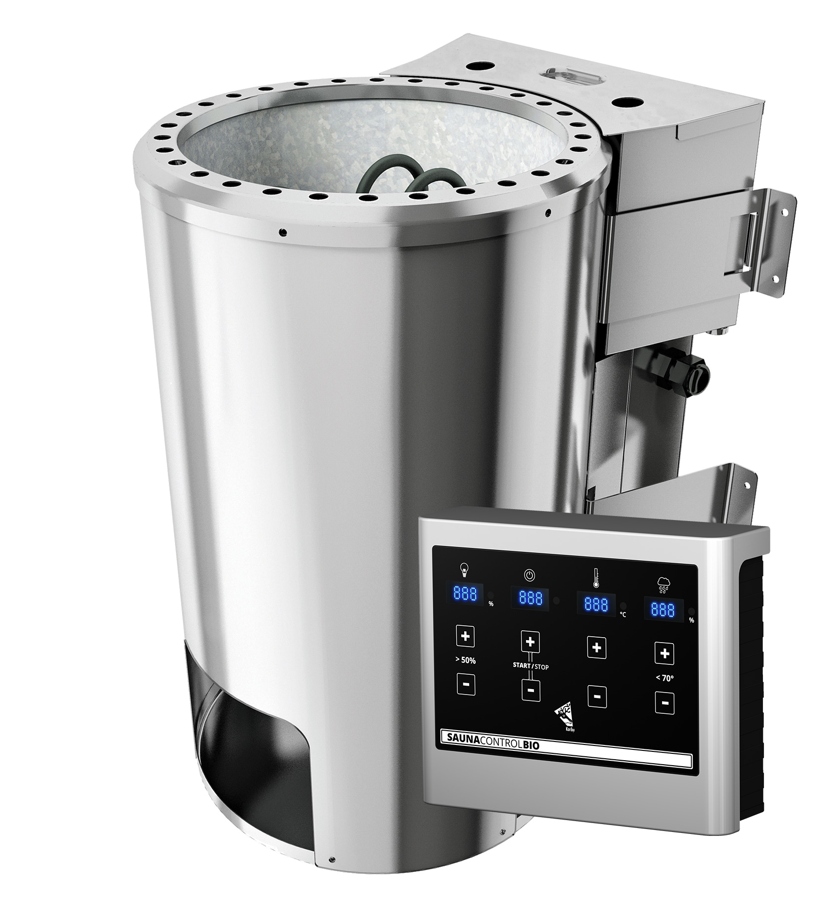 Karibu Plug & Play - Bio-Kombiofen 3,6 kW mit externer Steuerung Easy weiß