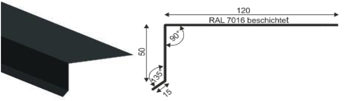 Randprofil für Flachdach-Gartenhäuser anthrazit (1 Stück)
