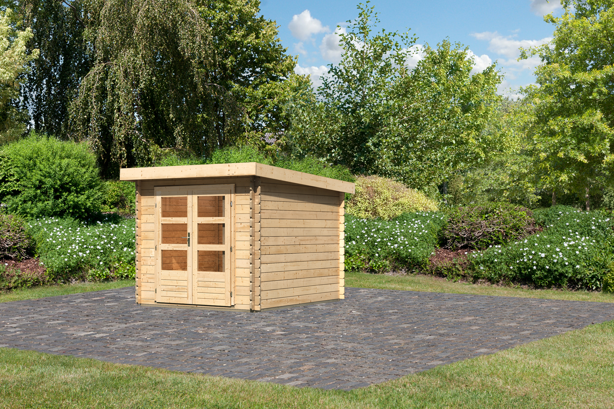 Karibu Woodfeeling Gartenhaus Bastrup 4 naturbelassen - 28 mm