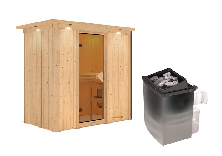 Karibu Sauna Variado mit Fronteinstieg 68 mm inkl. gratis Saunaofen im Wert von 599,99 €