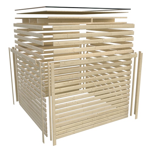 Karibu Design Gartenhaus Dice 3 mit 2 Aluminium Schiebetüren - 38 mm (Homeoffice-Gartenhaus)
