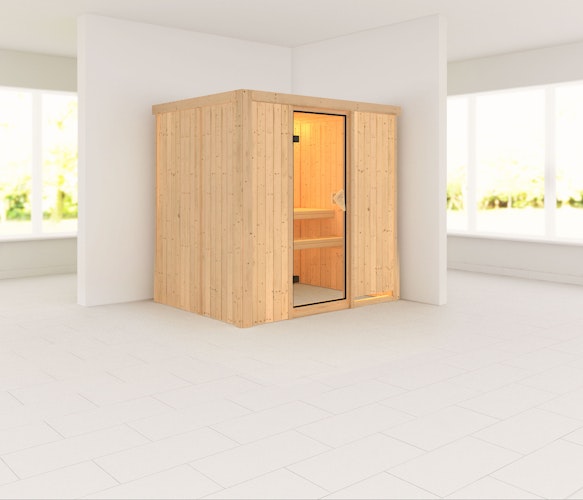 Karibu Sauna Bodin mit Fronteinstieg 68 mm inkl. gratis Saunaofen im Wert von 599,99 €