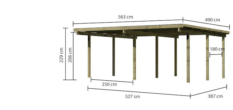Karibu Carport Doppelcarport Eco 1/2 - kesseldruckimprägniert