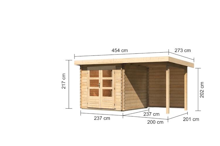 Karibu Woodfeeling Gartenhaus Bastrup 2 naturbelassen - 28 mm