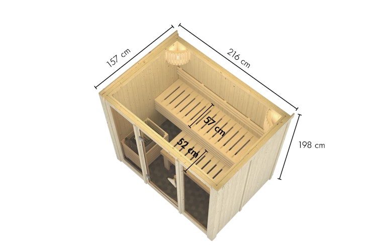 Karibu Sauna Avari 3 Superior mit Fronteinstieg 68 mm