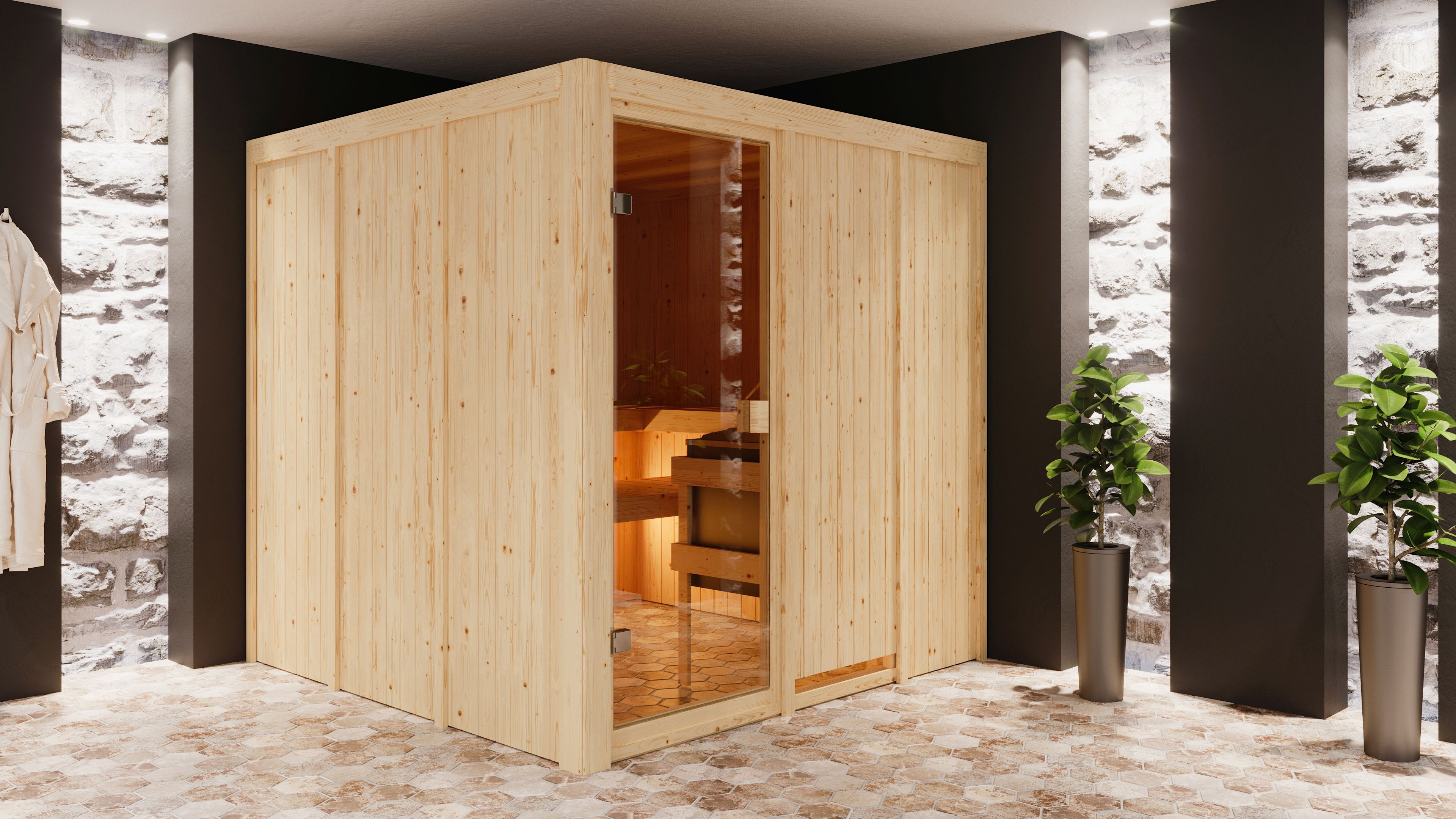 Karibu Woodfeeling Sauna Oulu - 68 mm Aktionssauna