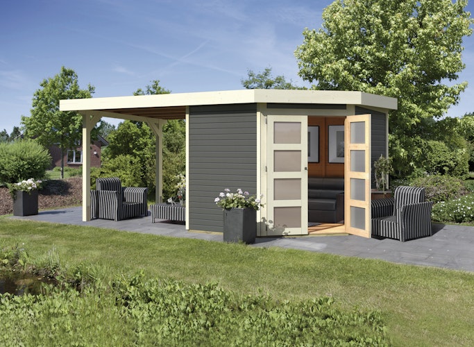 Karibu Gartenhaus Gerätehaus Goldendorf 3/5 mit 240 cm Schleppdach - 19 mm