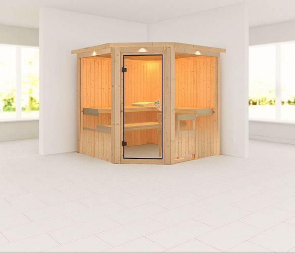 Karibu Sauna Jarin mit Eckeinstieg 68 mm