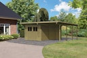 Karibu Doppelcarport Eco 2 mit integriertem Abstellraum groß - kesseldruckimprägniert