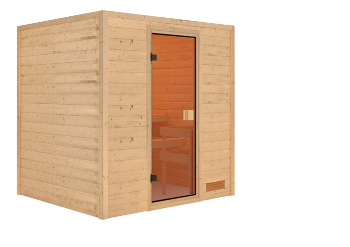 Karibu Woodfeeling Sauna Adelina - 38 mm Massivholz Aktionssauna inkl. gratis Saunaofen im Wert von 599,99 €