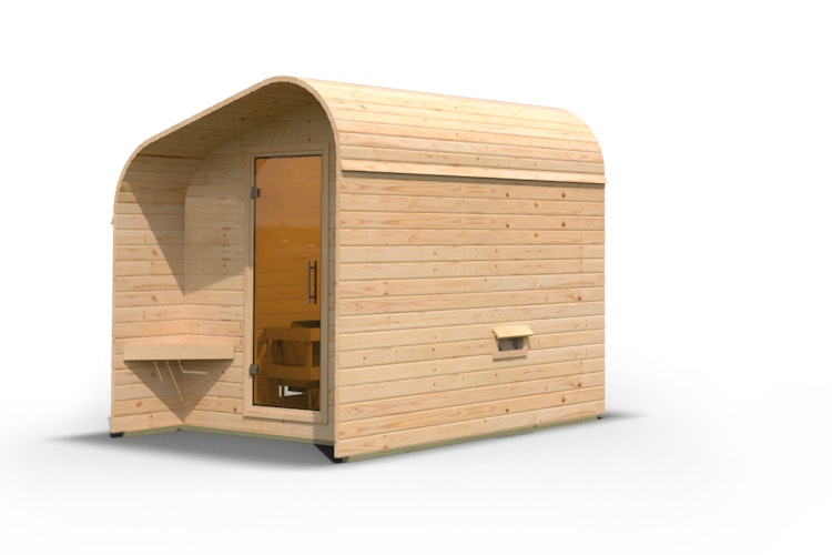 Karibu Gartensauna/Saunafass Fasshaus 2 asymmetrisch inkl. gratis Saunaofen im Wert von 599,99 €