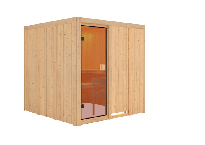 Karibu Woodfeeling Sauna Oulu - 68 mm Aktionssauna inkl. gratis Saunaofen im Wert von 599,99 €