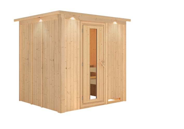 Karibu Sauna Sodin mit Fronteinstieg 68 mm inkl. gratis Saunaofen im Wert von 599,99 €