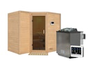 Vorschaubild Karibu Sauna Sahib 2-Massivholzsauna 38 mm -Eckeinstieg - Exklusivoptik