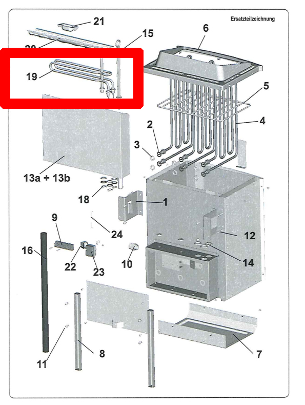 Karibu Verdampfer Heizstab für Karibu 9 kW Bio-Kombiöfen - 086.89.513.87