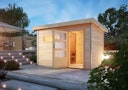 Vorschaubild Karibu Gartensauna Pultdach Saunahaus Skrollan 1 mit Vorraum naturbelassen inkl. gratis Saunaofen im Wert von 599,99 €