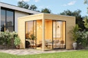 Vorschaubild Karibu Design Gartenhaus Dice 3 mit 2 Aluminium Schiebetüren - 38 mm (Homeoffice-Gartenhaus)