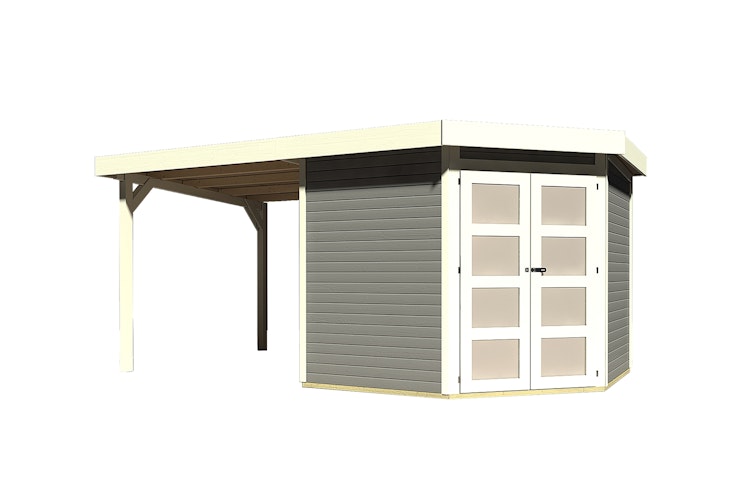Karibu Gartenhaus Gerätehaus Goldendorf 3/5 mit 240 cm Schleppdach - 19 mm