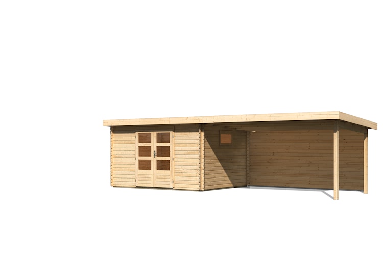 Karibu Woodfeeling Gartenhaus Trittau 3/4/5 inkl. 400 cm Anbaudach - 38 mm