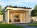 Vorschaubild Karibu Gartenhaus Chalet mit Terrasse - 38 mm inkl. Dachbegrünungsmaterial - Aktionsangebot