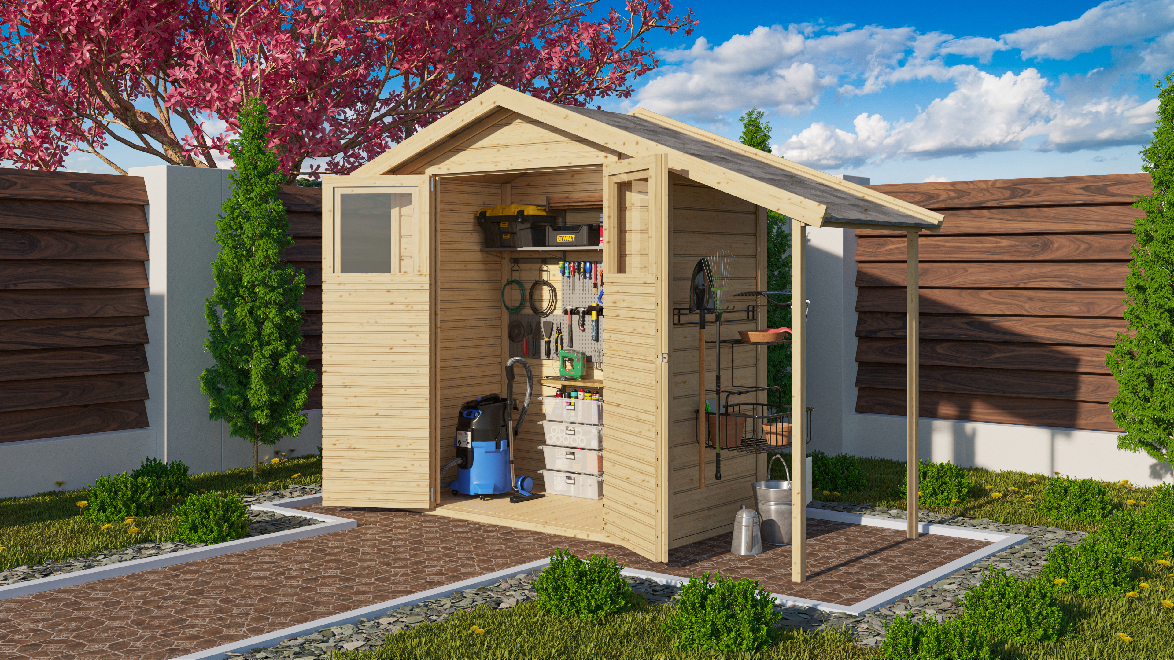 Karibu Gartenhaus Gerätehaus Dana inkl. Schleppdach - 14 mm