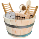 Vorschaubild Karibu 10-teiliges Zubehör Aktionsset bestehend aus 1 Schöpfkelle, 1 Klimamesser, 2 Rückenlehnen, 5 ätherischen Ölen, 1 Aufgusskübel