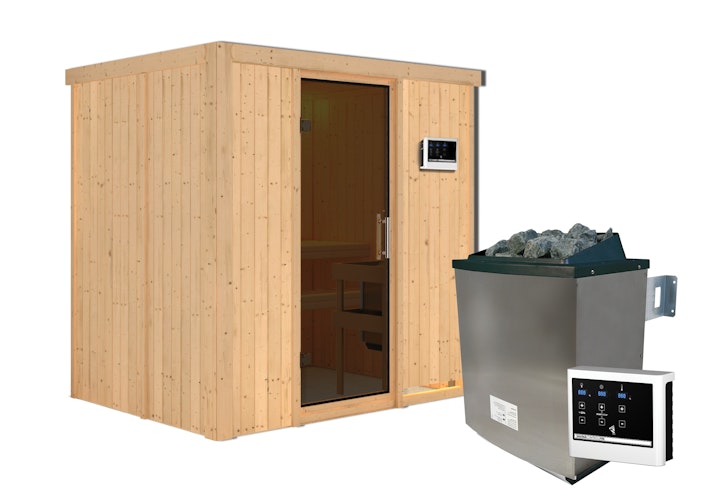 Karibu Sauna Bodin mit Fronteinstieg 68 mm inkl. gratis Saunaofen im Wert von 599,99 €