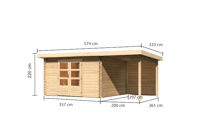 Karibu Woodfeeling Gartenhaus Bastrup 7 naturbelassen - 28 mm