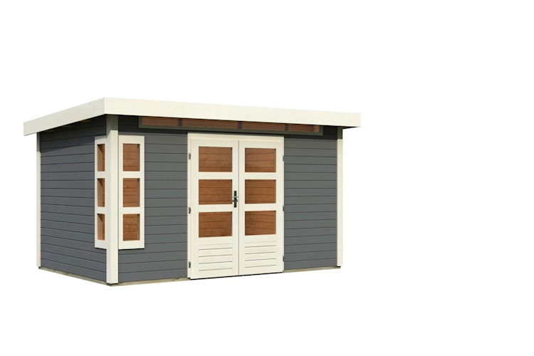 Karibu Premium Gartenhaus Kastorf 6/7 mit Fensterecke - 28 mm
