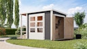 Karibu Multifunktionshaus Pultdach-Gartenhaus inkl. Schleppdach und Anbauschrank - 28 mm