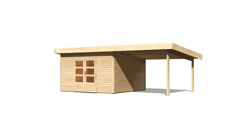 Karibu Woodfeeling Gartenhaus Northeim 5 inkl. 300 cm Schleppdach und Rückwand