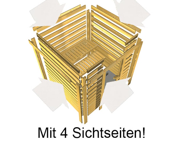 Karibu Woodfeeling Sauna Mia - 38 mm Massivholz Aktionssauna inkl. gratis Saunaofen im Wert von 599,99 €