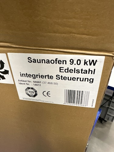 B-Ware Karibu 9 kW Saunaofen finnisch anthrazit mit integrierter Steuerung (ohne Steine)