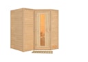 Vorschaubild Karibu Sauna Sahib 1-Massivholzsauna 38 mm-Fronteinstieg -Exklusivoptik inkl. gratis Saunaofen im Wert von 599,99 €