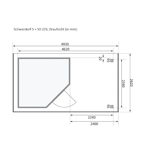 Karibu Woodfeeling Gartenhaus Schwandorf 3/5 inkl. 240 cm Schleppdach mit Rückwand - 19 mm