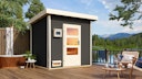 Vorschaubild Karibu Gartensauna Pultdach Saunahaus Norge terragrau inkl. gratis Saunaofen im Wert von 599,99 €
