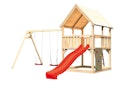 Vorschaubild Akubi Kinderspielturm Luis mit Doppelschaukel, Kletterwand und Wellenrutsche