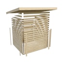 Karibu Premium Gartenhaus Kastorf 6/7 mit Fensterecke - inkl. 320 cm Anbaudach - 28 mm