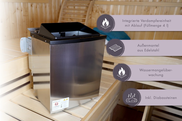 Karibu 11 kW Bio-Kombiofen Saunaofen anthrazit inkl. Steuergerät EASY weiß - Sparset