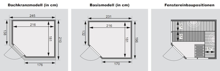 Karibu Multifunktions-Sauna Ava inkl. Infrarotstrahler mit Eckeinstieg 68 mm