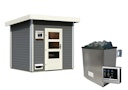 Vorschaubild Karibu Gartensauna Pultdach Saunahaus Norge terragrau inkl. gratis Saunaofen im Wert von 599,99 €