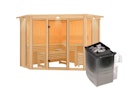 Karibu Sauna Alcinda 2 Superior mit Eckeinstieg 68 mm inkl. gratis Saunaofen im Wert von 599,99 €