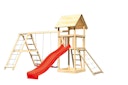 Vorschaubild Akubi Kinderspielturm Lotti mit Satteldach inkl. Wellenrutsche, Doppelschaukelanbau, Klettergerüst und Netzrampe