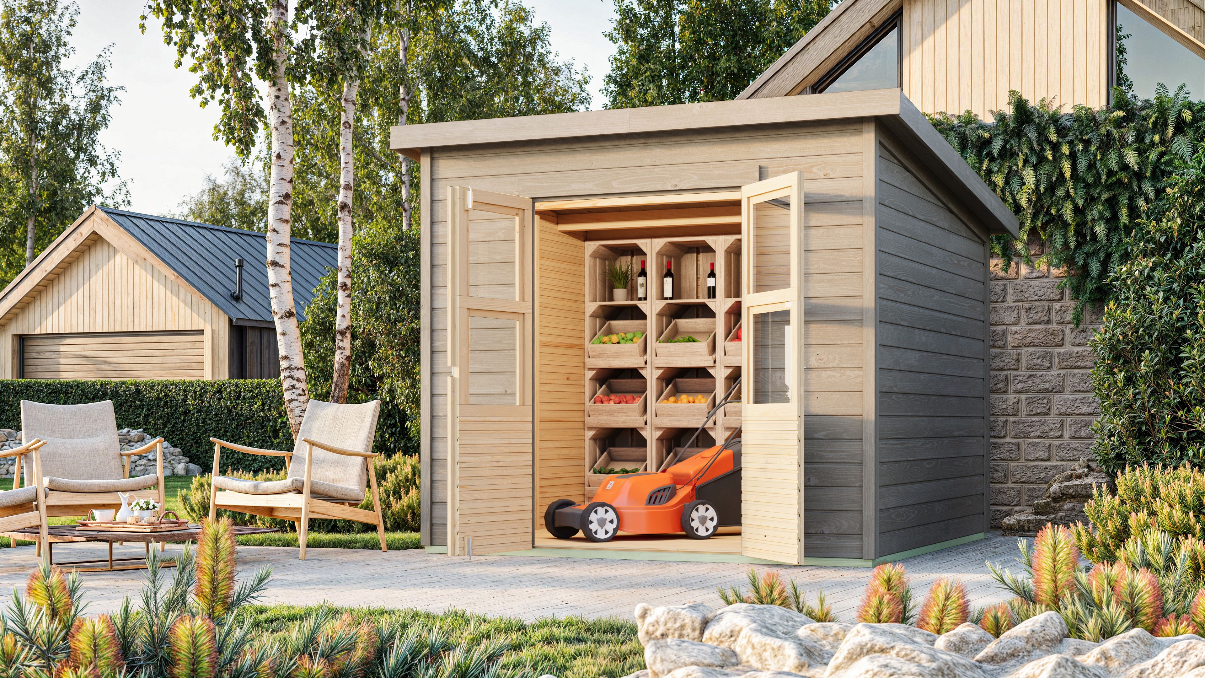 Karibu Eco Gartenhaus Merseburg 2/3/4/5/6 - 14 mm inkl. gratis Fenster im Wert von bis zu 59,99 €