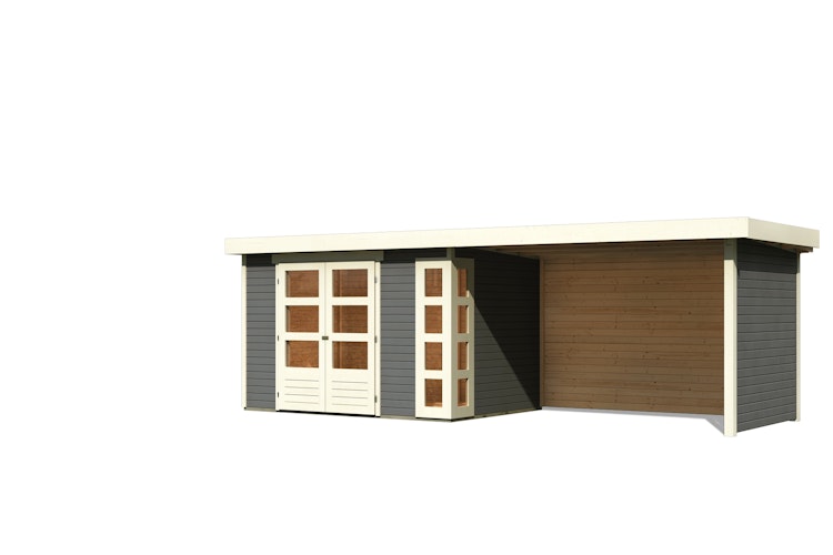 Karibu Woodfeeling Gartenhaus Kerko 3/4/5 mit 280 cm Schleppdach/Seiten- und Rückwand
