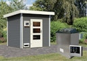 Vorschaubild Karibu Gartensauna Pultdach Saunahaus Norge terragrau inkl. gratis Saunaofen im Wert von 599,99 €