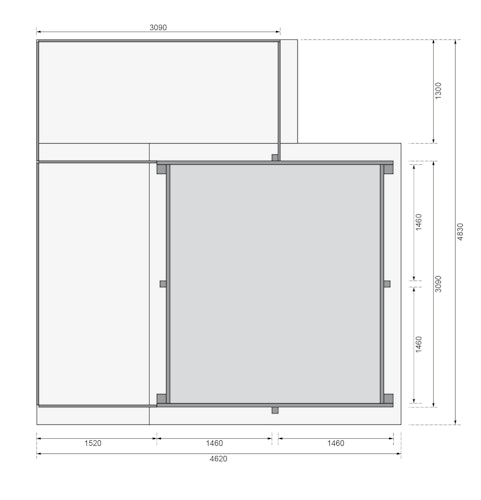 Karibu Rechteck Pool Gr. 1 - 350 x 320 cm - kesseldruckimprägniert