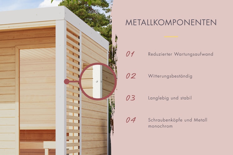 Karibu Saunahaus Ares 2 - Hybridhaus mit Metallrahmen - 38 mm inkl. gratis Saunaofen im Wert von 599,99 €